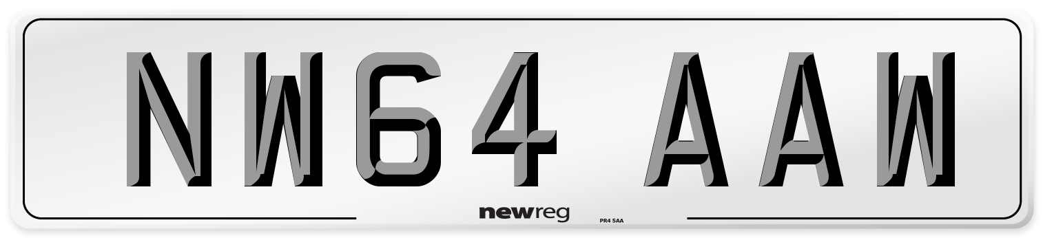 NW64 AAW Number Plate from New Reg